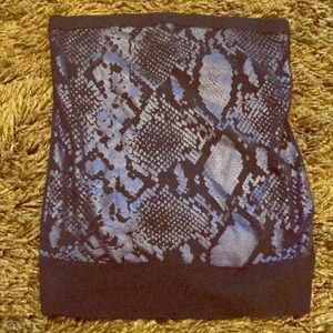 Express Strapless blue snakeskin top